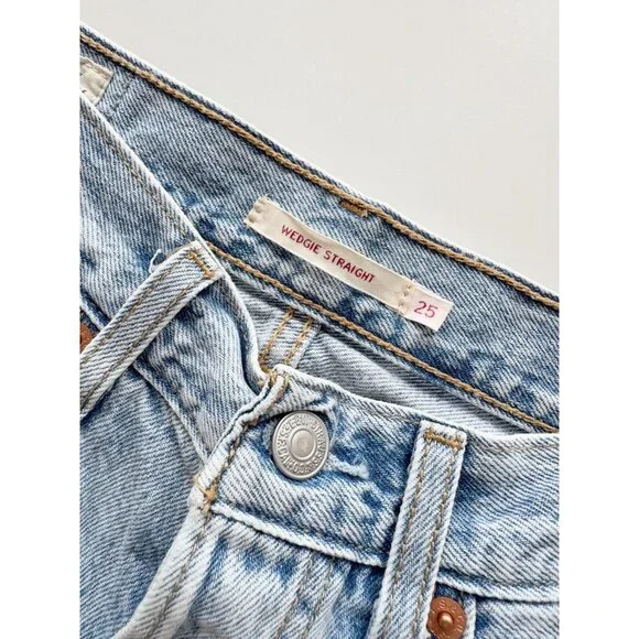 LEVI'S Wedgie Straight Montgomery Baked Light High Rise Cropped Jeans, Size 25 - Picture 12 of 15